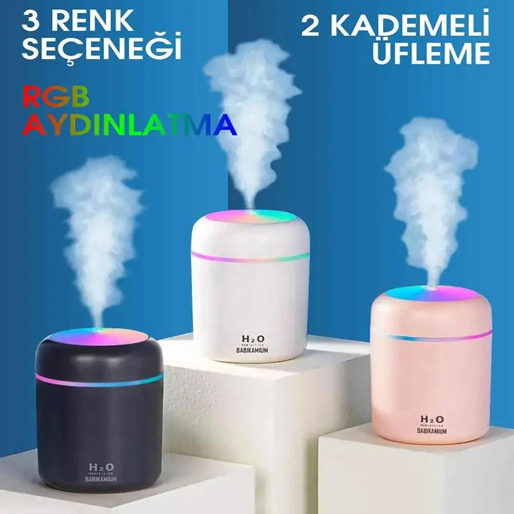 H2O LED Işıklı Mini Oda Hava Nemlendirici (5563)