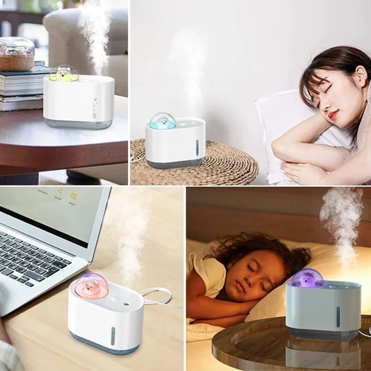 Space Bear 300 ML USB Air Humidifier – LED Light Desktop Steam Machine #2