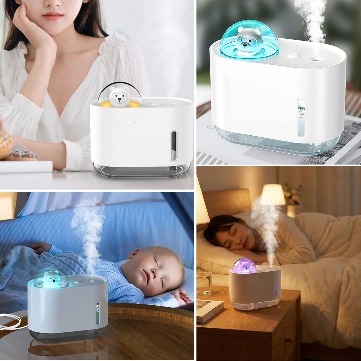 Space Bear 300 ML USB Air Humidifier – LED Light Desktop Steam Machine #3