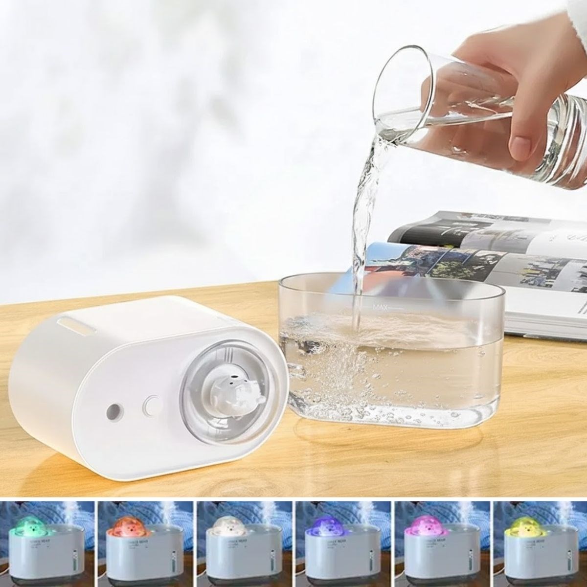 Space Bear 300 ML USB Air Humidifier – LED Light Desktop Steam Machine #5