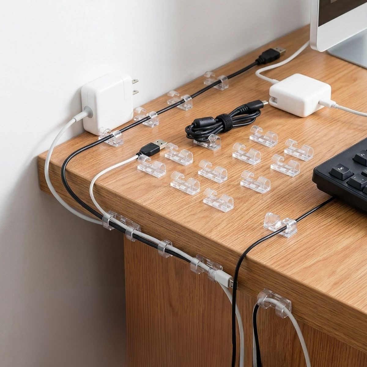 20er Set Transparente Kabelclips – Selbstklebender Desktop-Kabelorganizer (5563) #4