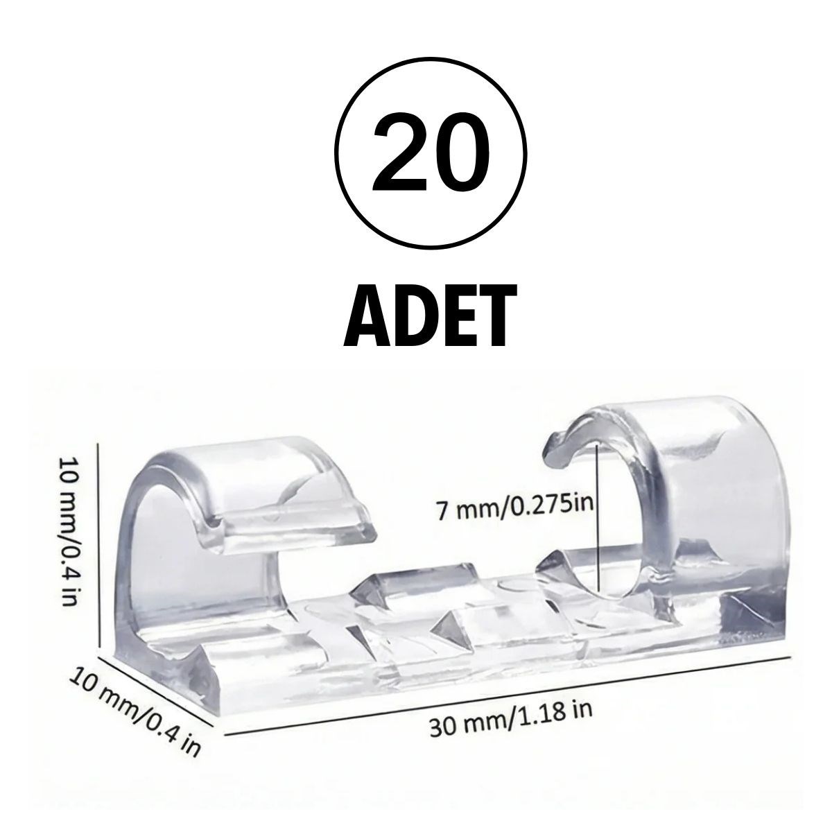 20er Set Transparente Kabelclips – Selbstklebender Desktop-Kabelorganizer (5563) #5