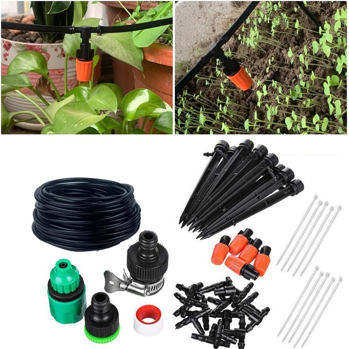 10m Garden Drip Irrigation System Kit with Hose & Fittings (