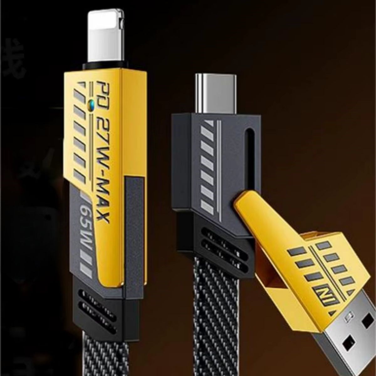 4in1 65W Hızlı Şarj Kablosu – Type-C to USB-A + Type-C to Lightning, 27W PD Destekli Çoklu Şarj Kablo (5563) #3