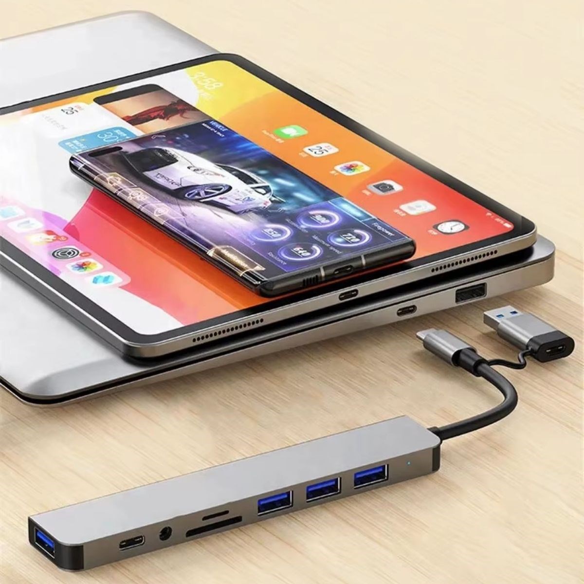 8 in 1 USB-Adapter Notebook MacBook Type-C Hub mit Bildschirm #2