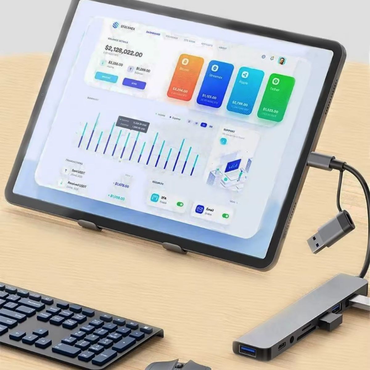 8 in 1 USB-Adapter Notebook MacBook Type-C Hub mit Bildschirm #4