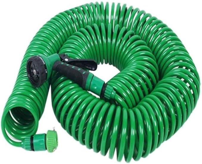 30m Spiral Garden Hose + 4-Function Spray Nozzle (5563)
