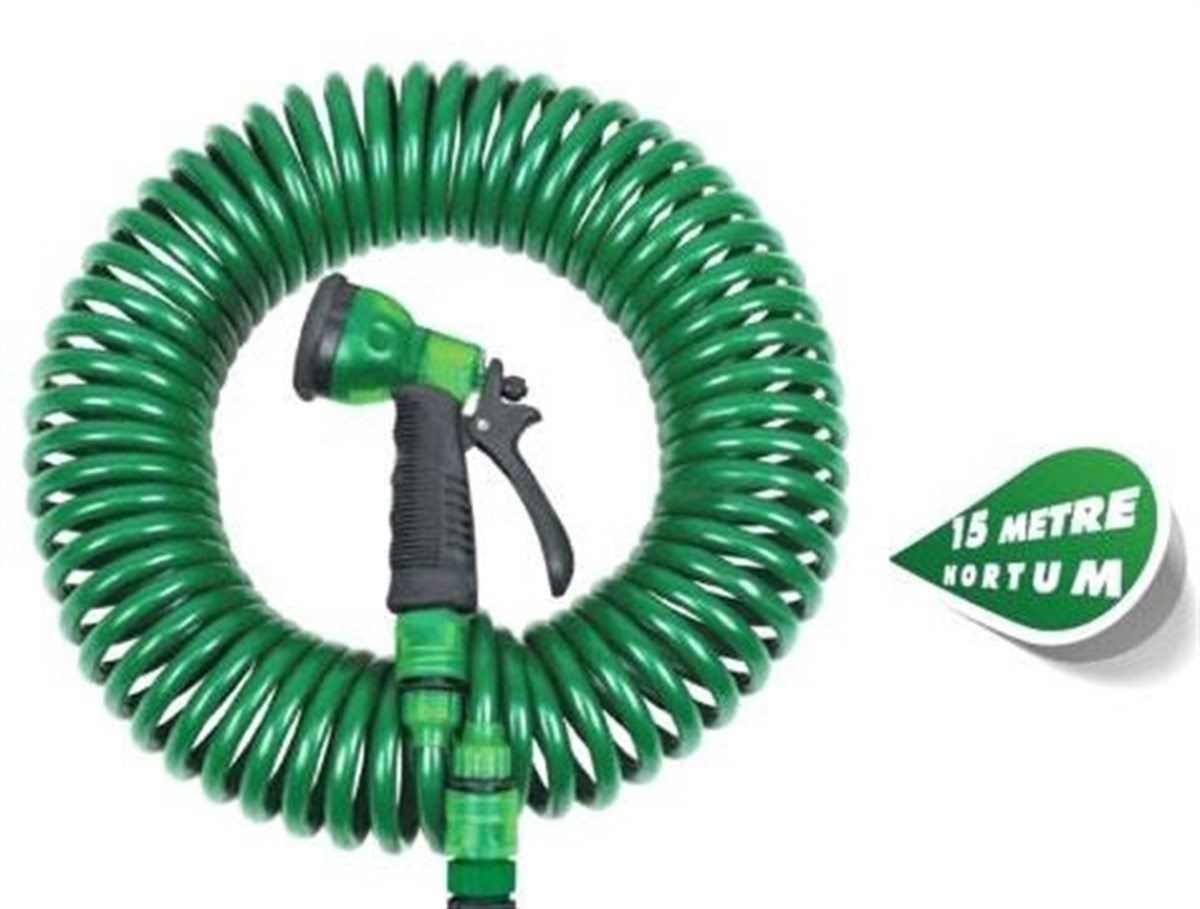 30 Metre Spiral Hortum + 4 Fonksiyonlu Özel Sulama Tabancası (5563) #5