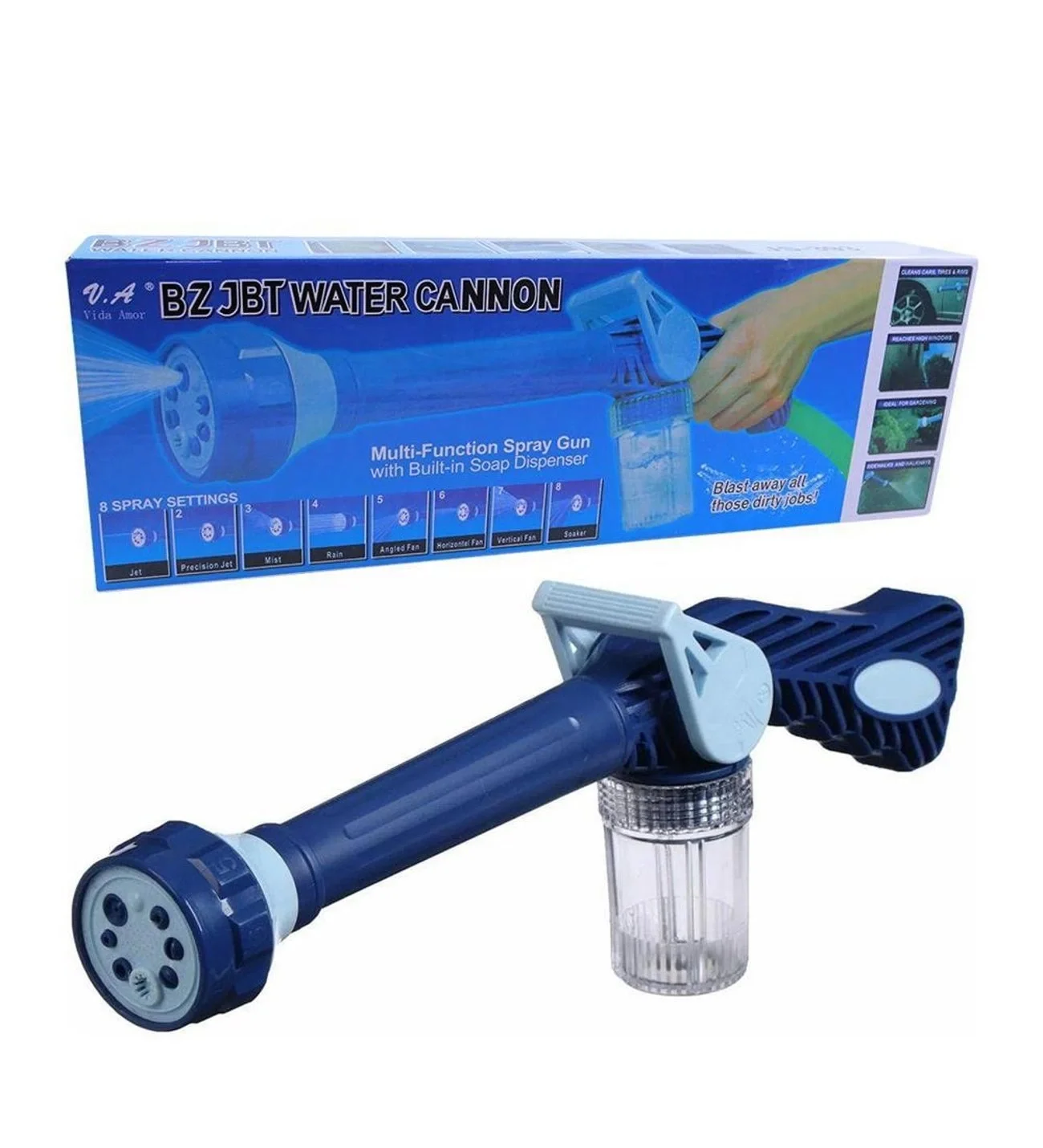 Car Wash Spray Gun with Detergent Tank & 8-Function Nozzle