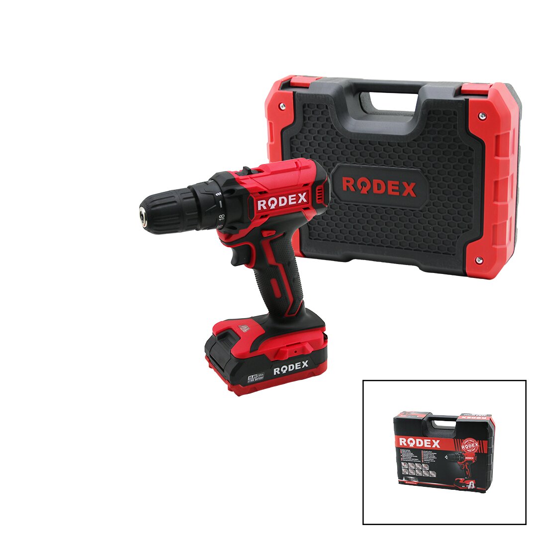 2-Speed Cordless Drill Kit with Dual Battery 19PC Bits 0-350