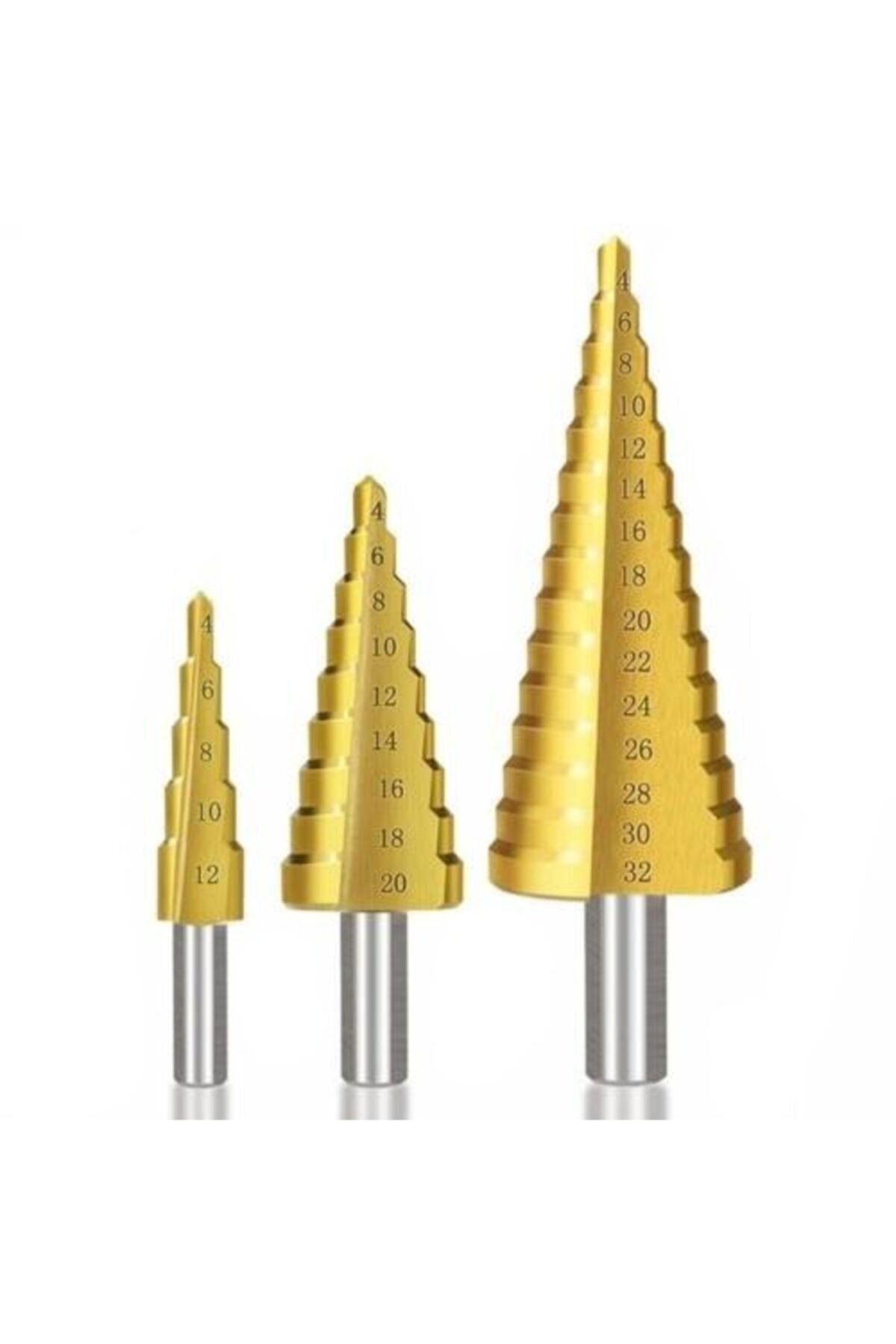 3 lü Set Matkap Ucu Kademeli Sac Delme Aparatı HSS Titanyum Kaplama (5563) #2