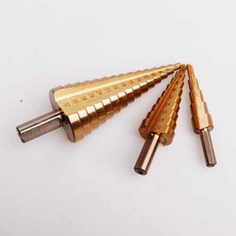 3 lü Set Matkap Ucu Kademeli Sac Delme Aparatı HSS Titanyum Kaplama (5563) #4