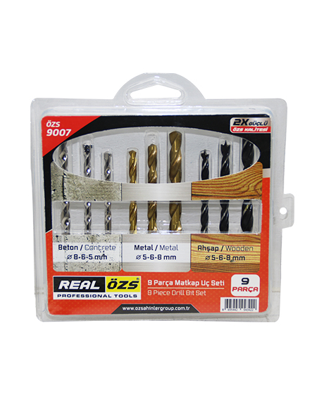 9 PARÇA  MATKAP UCU SETİ BETON - METAL - AHŞAP - 5-6-8MM (55