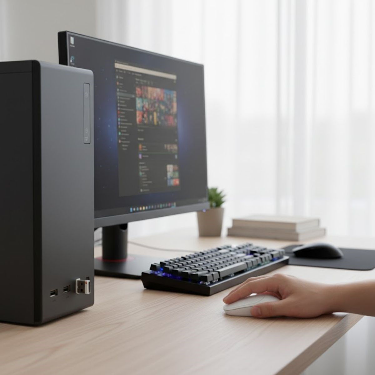 Weiße ergonomische stille kabellose Maus – USB-Empfänger, komfortabel für Büro und Spiele MS6310 (5563) #5