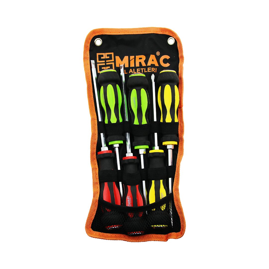 6-Piece Double-Sided Impact Screwdriver Set with Canvas Bag