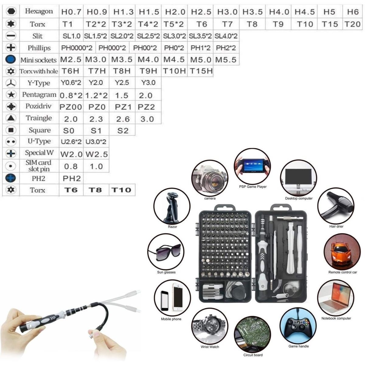 Hassas Tornavida Seti Bilgisayar Pc Telefon Onarım Aracı Seti Manyetik 115 in 1 Tornavida Seti (5563) #4