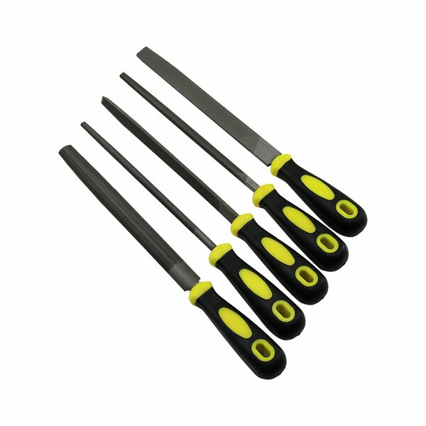 5-Piece 8" Steel File Set - Fish Back, Triangle, Square, Rou