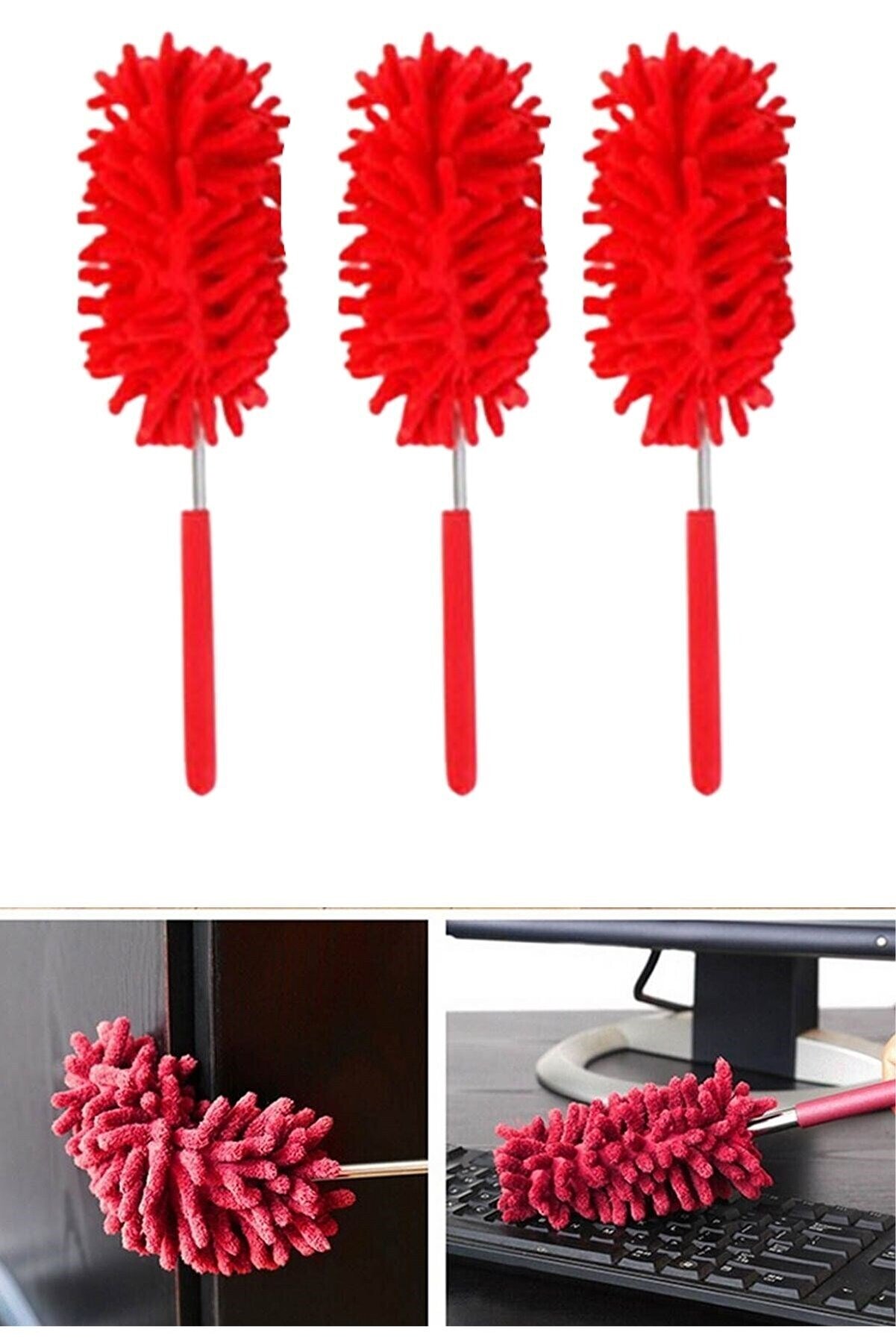2 li Set Mikrofiber Teleskobik Toz Alma -Antistatik Toz Püskülü Duster (5563) #2