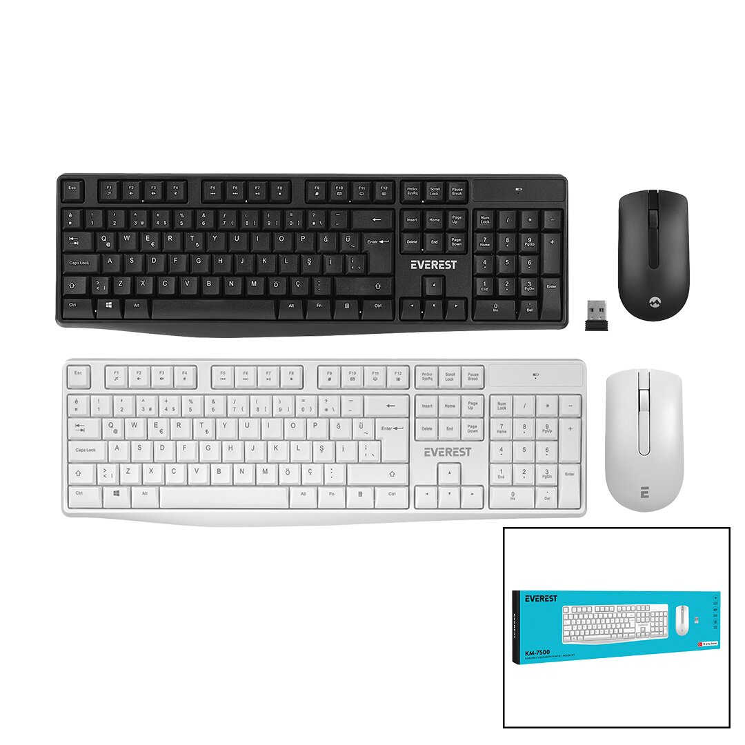 EVEREST KM-7500 KABLOSEZ MULTIMEDIA TASTATUR-MAUS SET Q LAYOUT (5563)