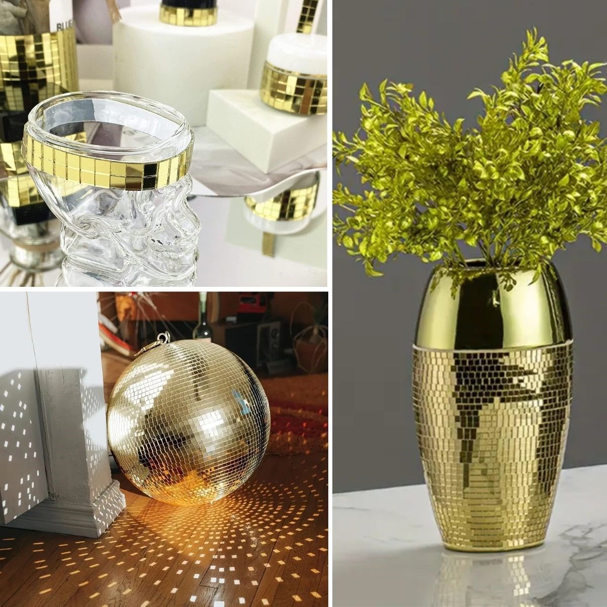 Goldfarben Spiegelmosaik Dekorband 4 cm x 1 m (5563) #2