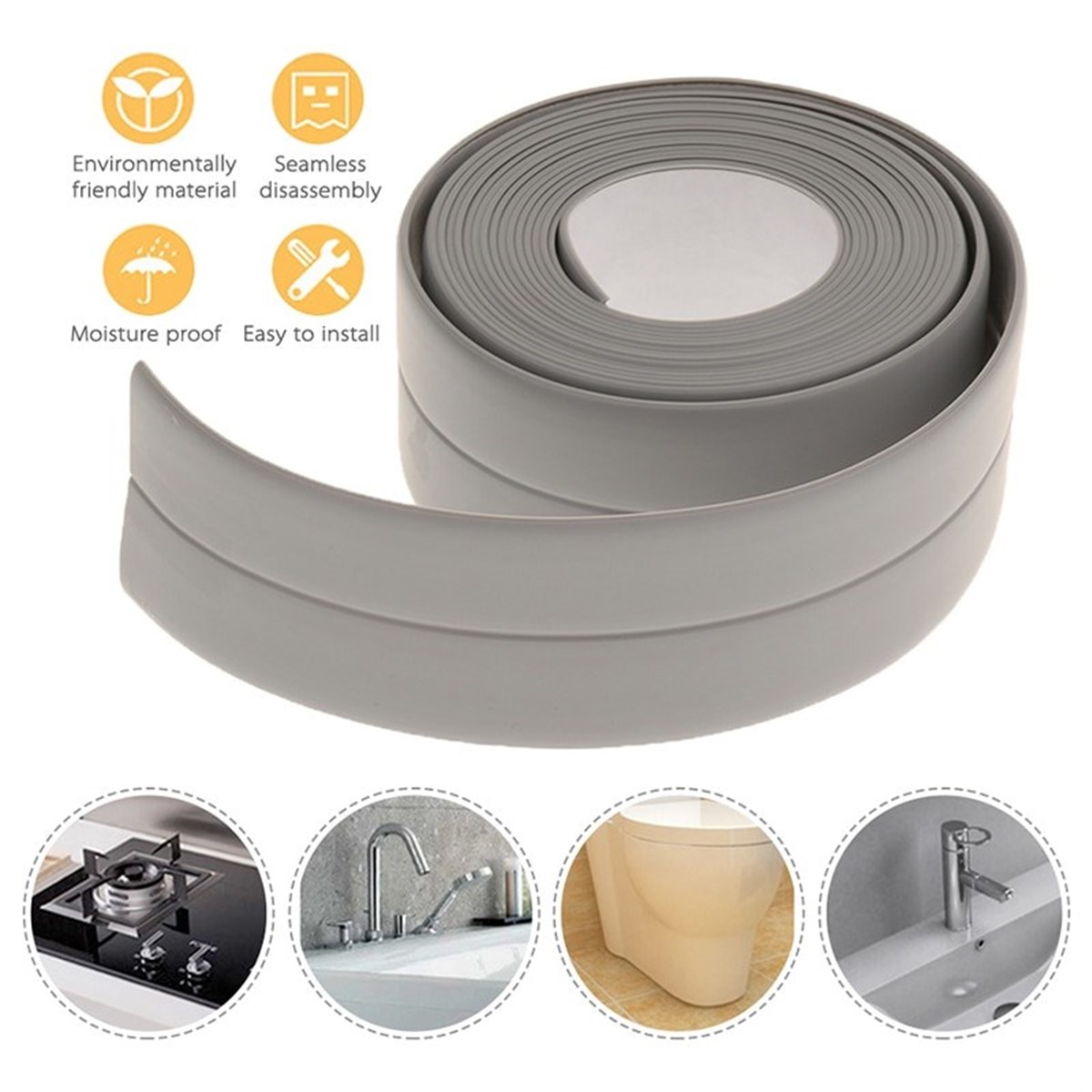 Grey Waterproof Bathroom Kitchen Sink Bathtub Seal Tape (5563) #4