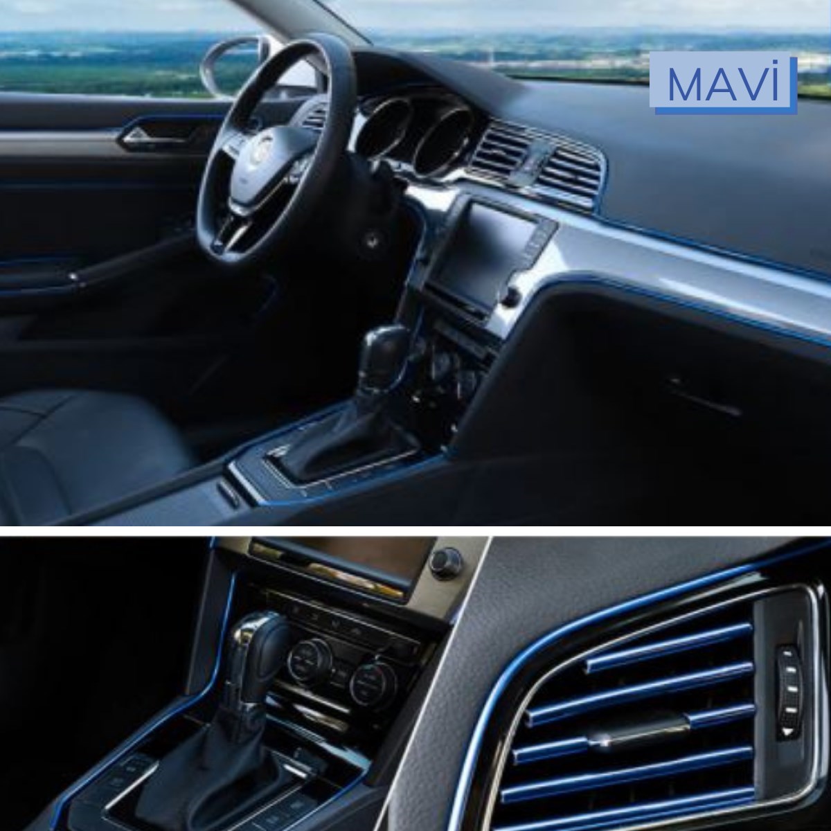 Mavi Araba Oto Trim Dekorasyon Şeridi Kauçuk Elastik Kolay Kurulum 5 metre Şerit Bant (5563) #5