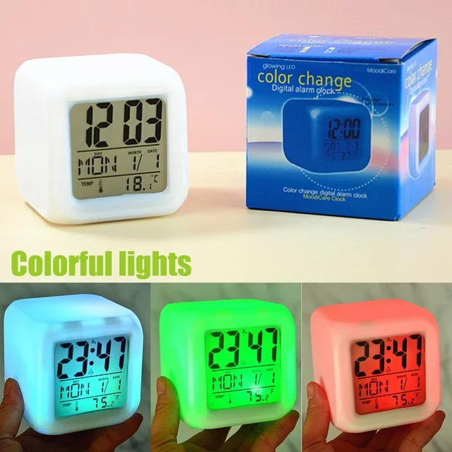 Led Dijital Renkli Masa Saati Alarm Termometre Tarih Masaüstü Saat (5563) #4