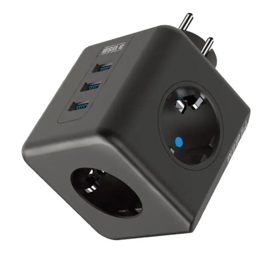 Isıya Dayanıklı Termal Akım Korumalı ve Çocuk Korumalı 3 Priz Girişli 3 USB Girişli Küp Priz (5563) #3
