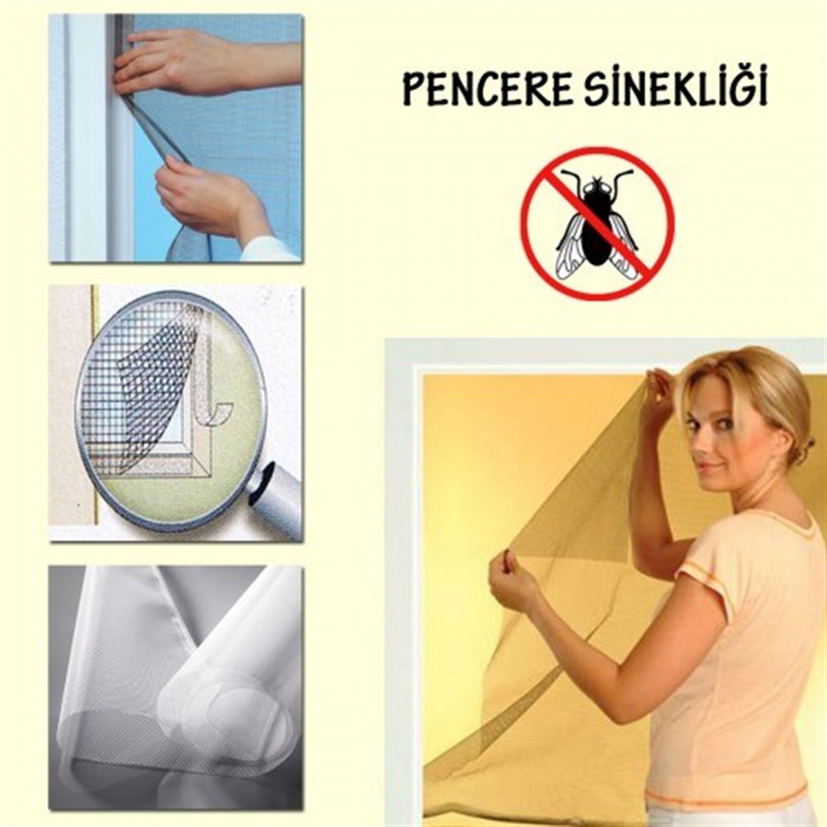 Tüm Cam Pencere Kapılara Uyumlu Tek Kanat Pencere Sinekliği (5563) #2