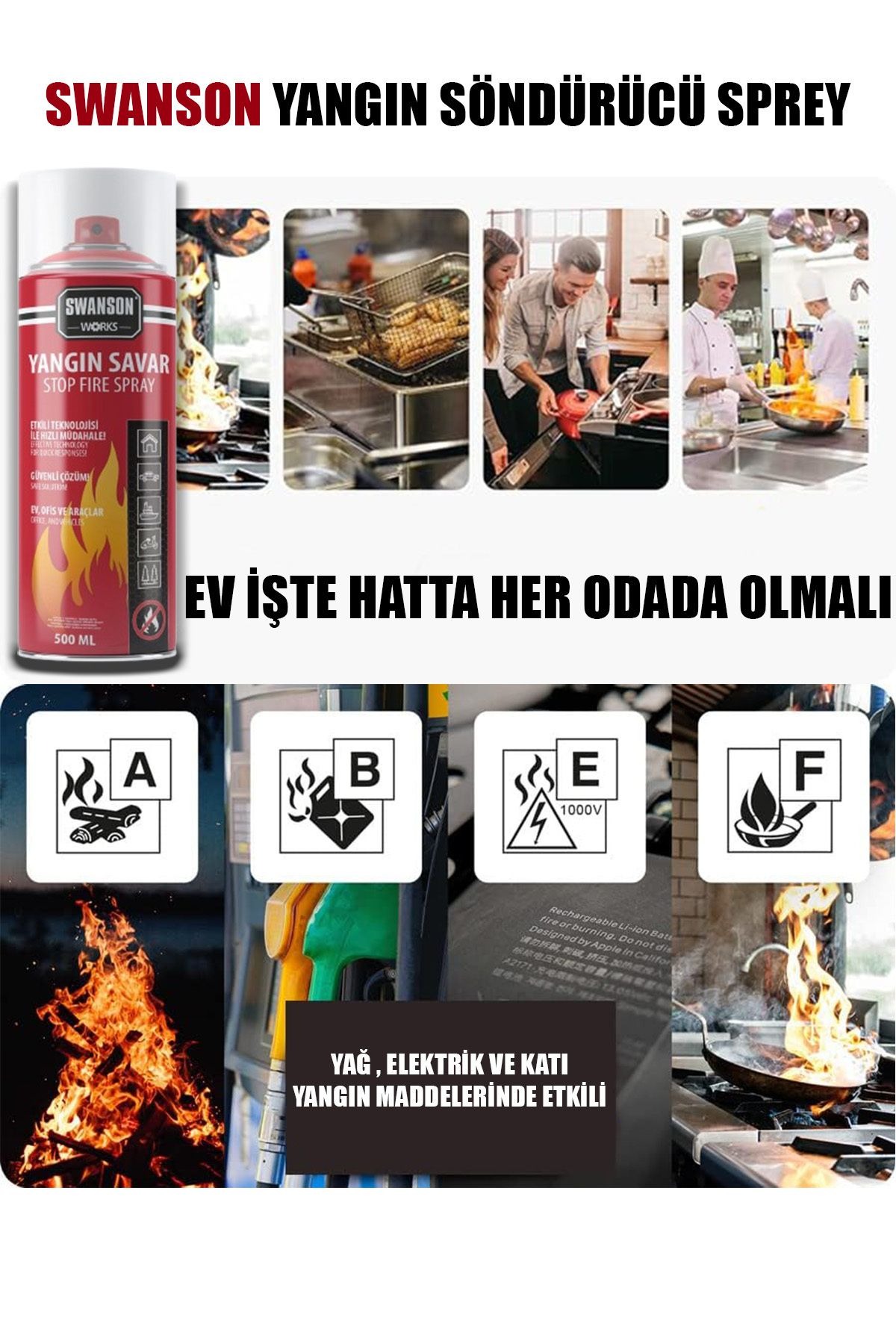 2 ADET YANGIN SÖNDÜRÜCÜ - YANGIN SAVAR SPREY 500ML + 500 ML  EV - OFİS - OTO ARAÇ   ATEŞ BOĞUCU KÖPÜK TABAKA OLUŞTURUR (5563) #2