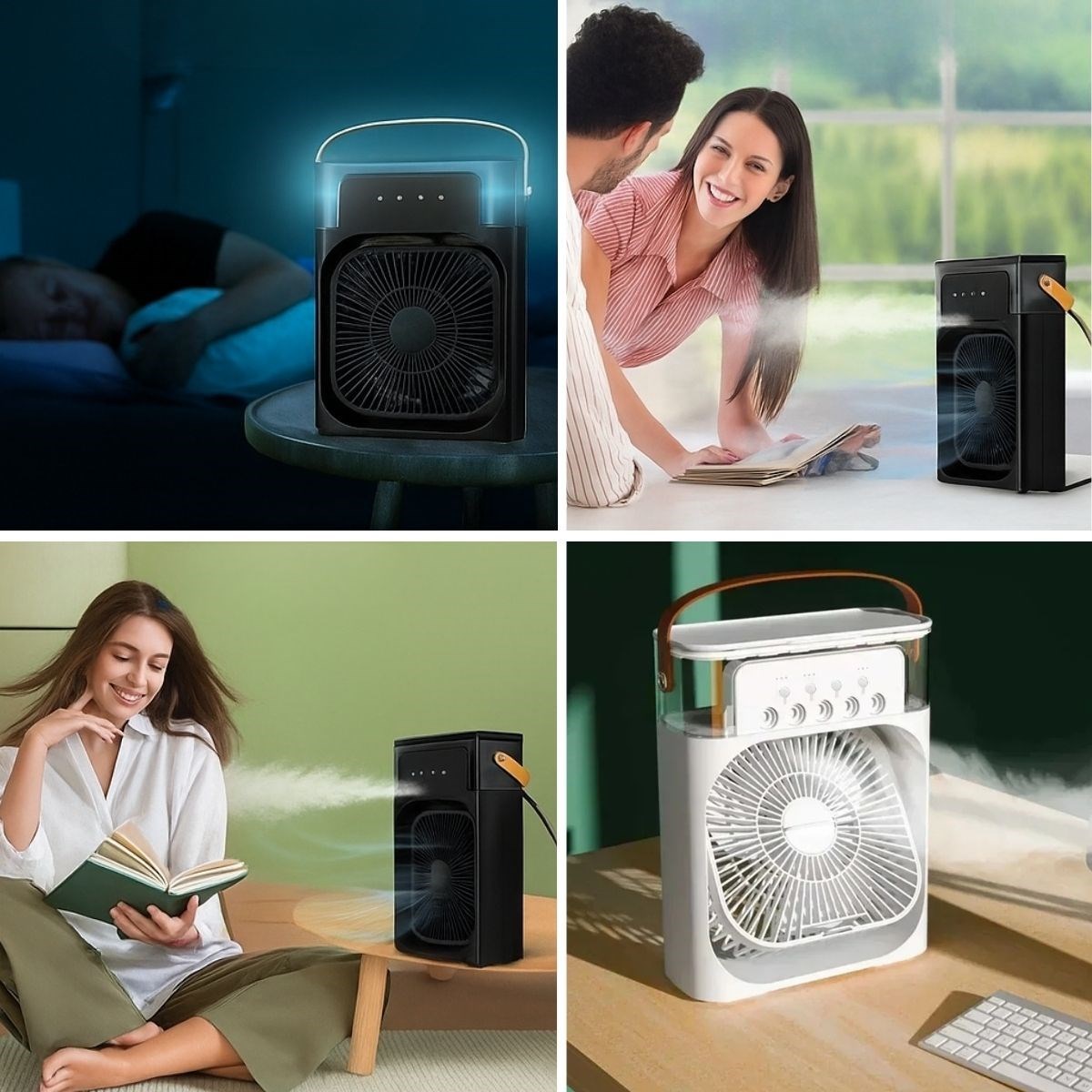 Taşınabilir 3 Farklı Mod Ayarlı 7 Farklı Led Işıklı Sulu Soğutmalı Taşınabilir Masaüstü USB Fan Vantilatör (5563) #2