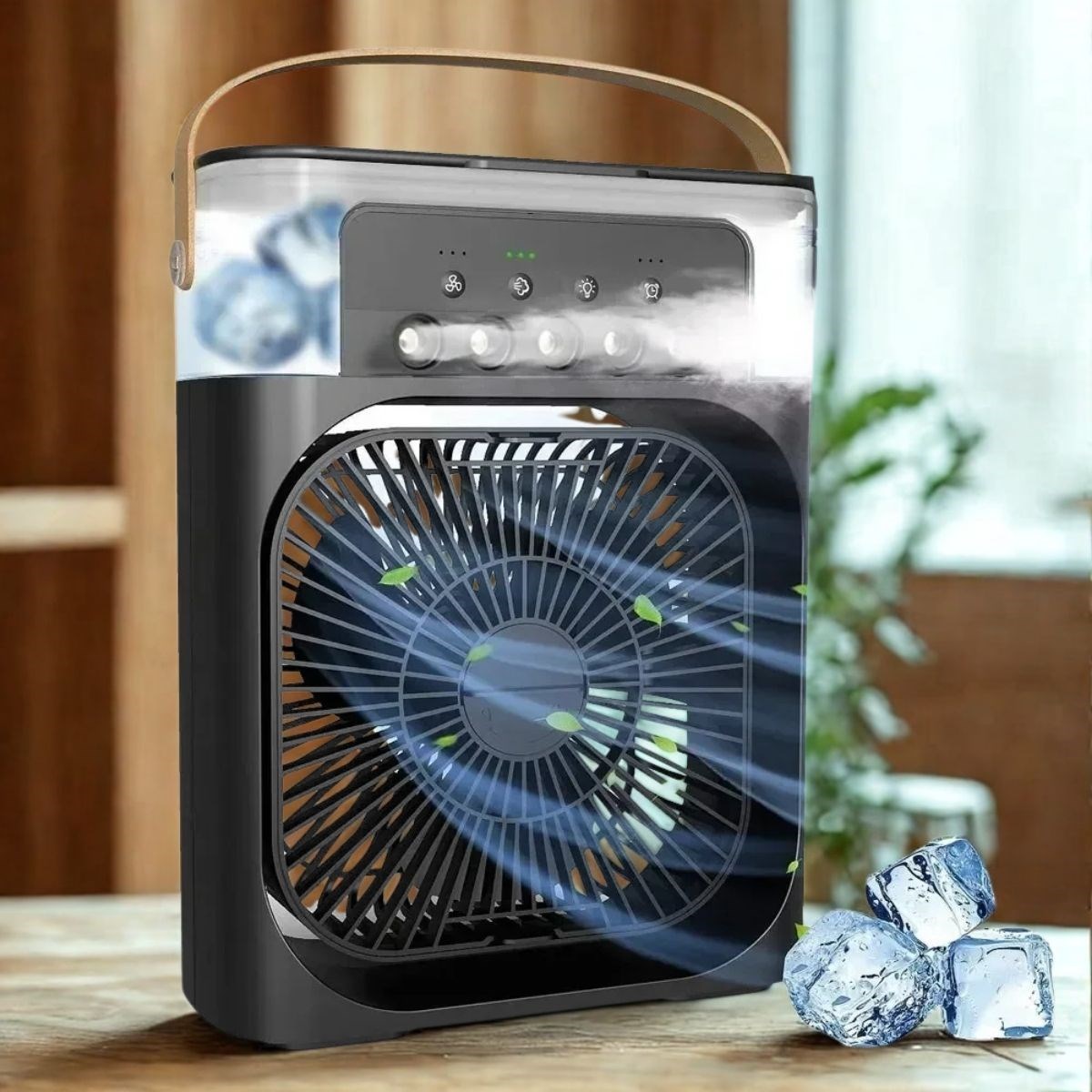 Taşınabilir 3 Farklı Mod Ayarlı 7 Farklı Led Işıklı Sulu Soğutmalı Taşınabilir Masaüstü USB Fan Vantilatör (5563) #3