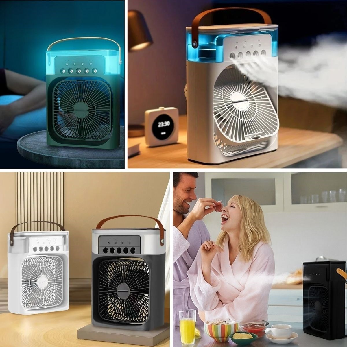 Taşınabilir 3 Farklı Mod Ayarlı 7 Farklı Led Işıklı Sulu Soğutmalı Taşınabilir Masaüstü USB Fan Vantilatör (5563) #5