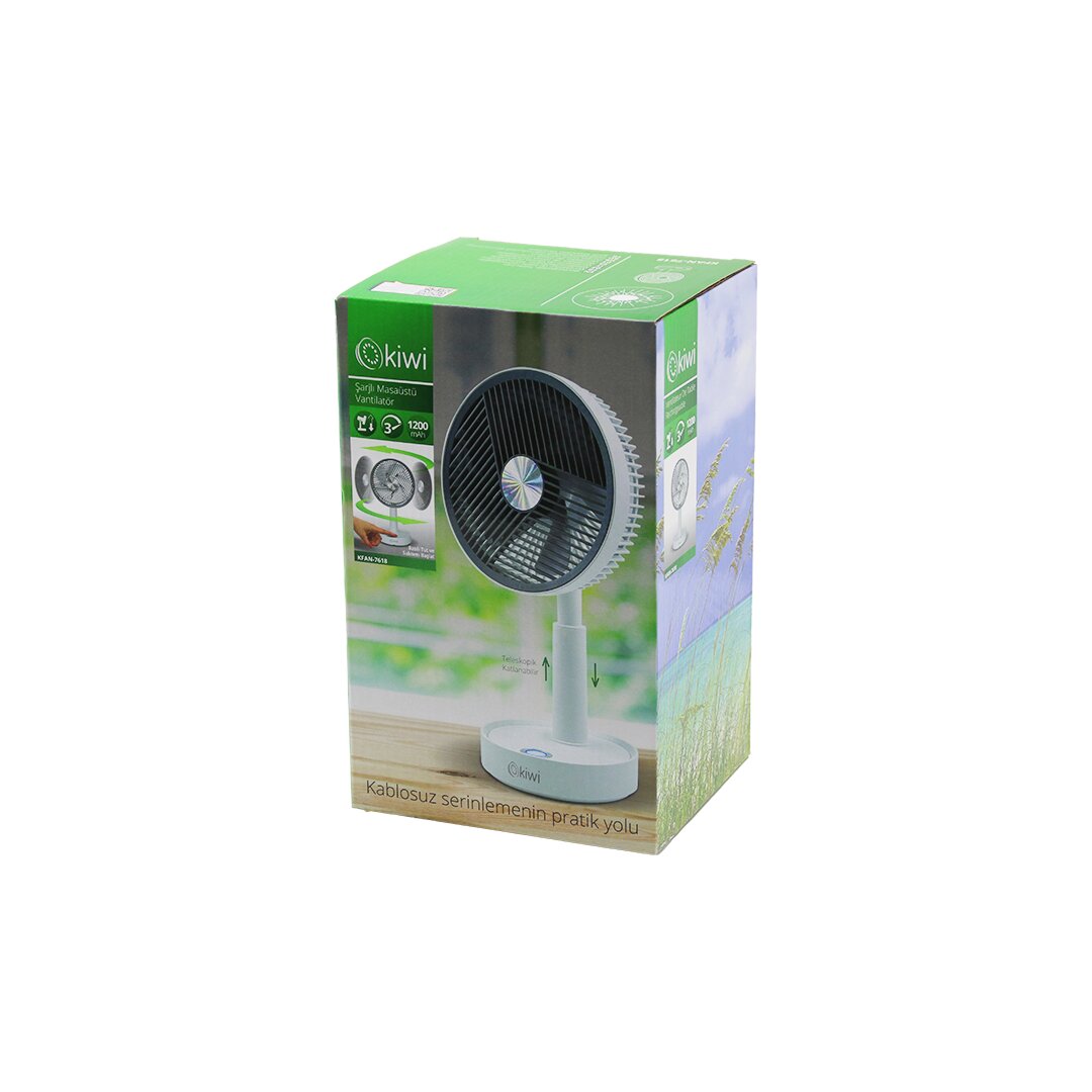 KIWI KFAN-7618 USB-aufladbarer 5-Zoll-Schreibtischventilator 3 Stufen