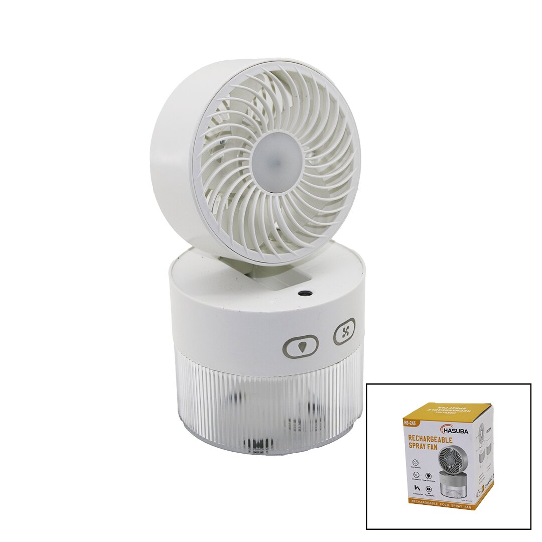 Water Spray Foldable Head - 90° LED USB Mini Fan 11.2cm Diameter