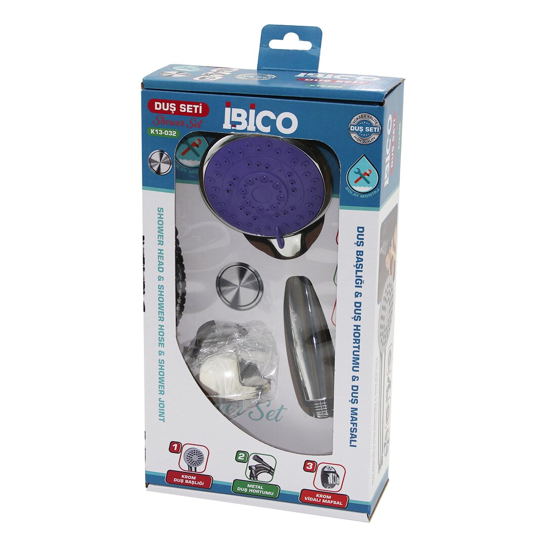 KUTULU AMBALAJ 3İN1 DUŞ SETİ  FONKSİYONLU KROM DUŞ BAŞLIK - METAL DUŞ HORTUM - MAFSAL=ASKI VİDALI (5563) #2