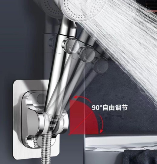 Selbstklebender verstellbarer Duschkopfhalter Schwarz (5563) #4