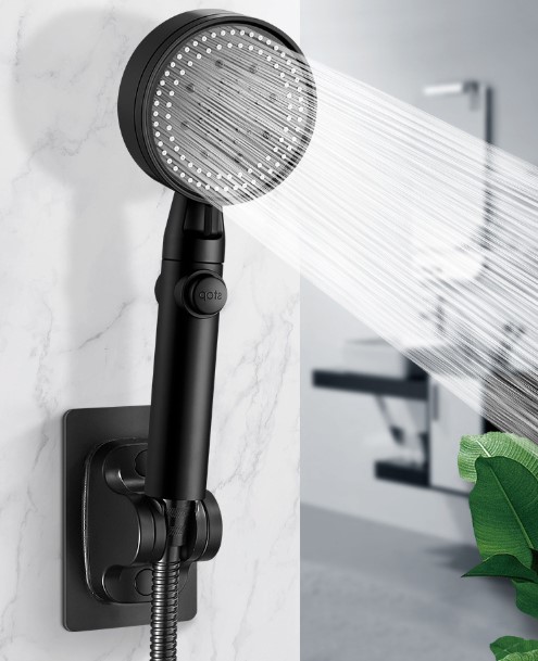 Selbstklebender verstellbarer Duschkopfhalter Schwarz (5563) #5