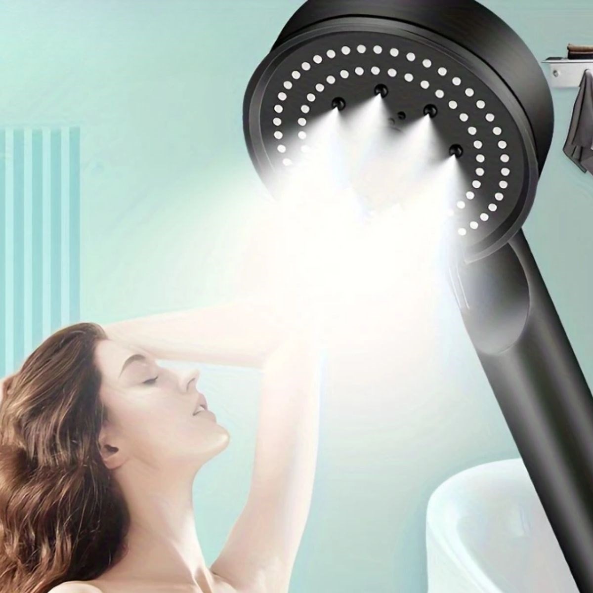 5-Funktions-Duschkopf Hochdruck verstellbar Schwarz (5563) #2