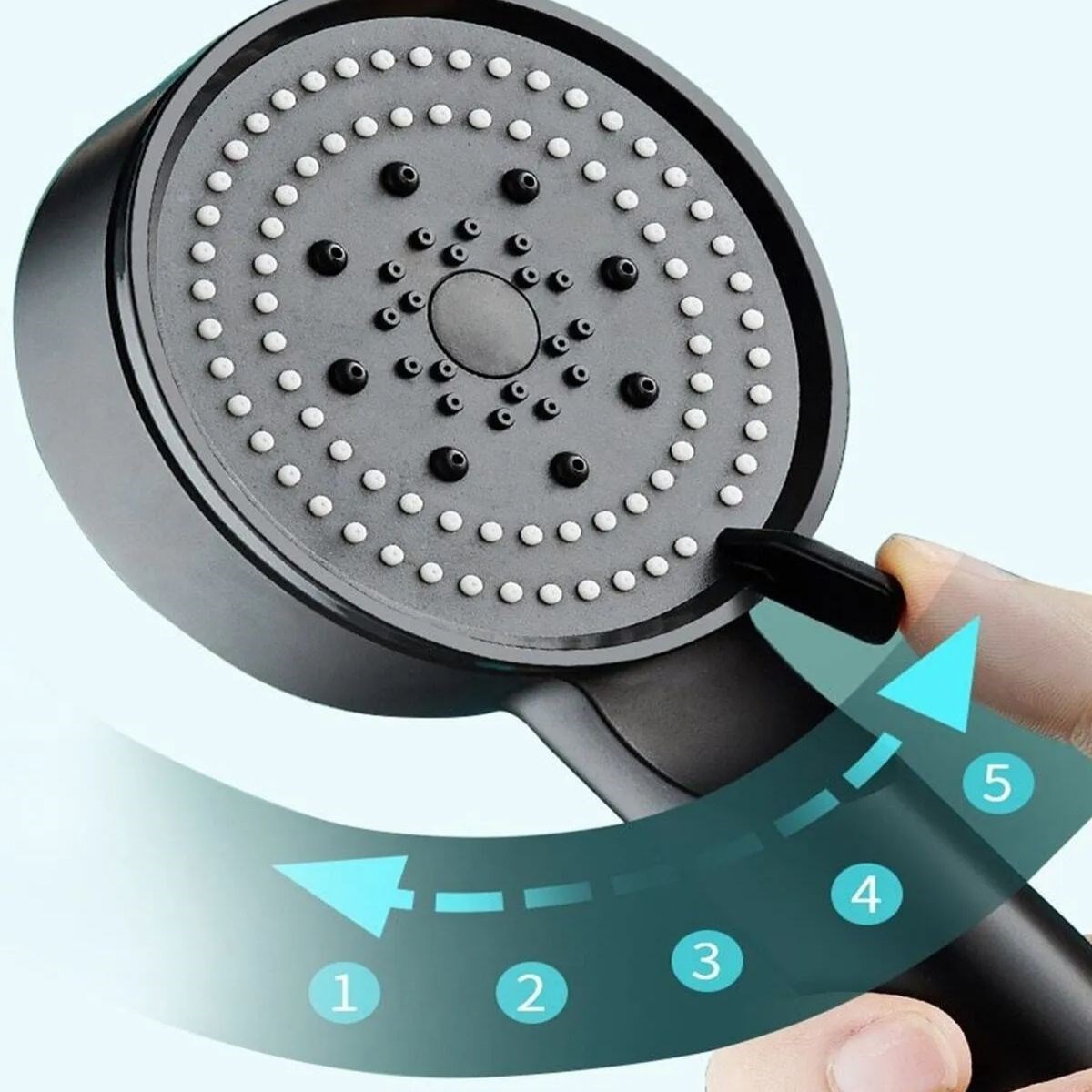 5-Funktions-Duschkopf Hochdruck verstellbar Schwarz (5563) #4