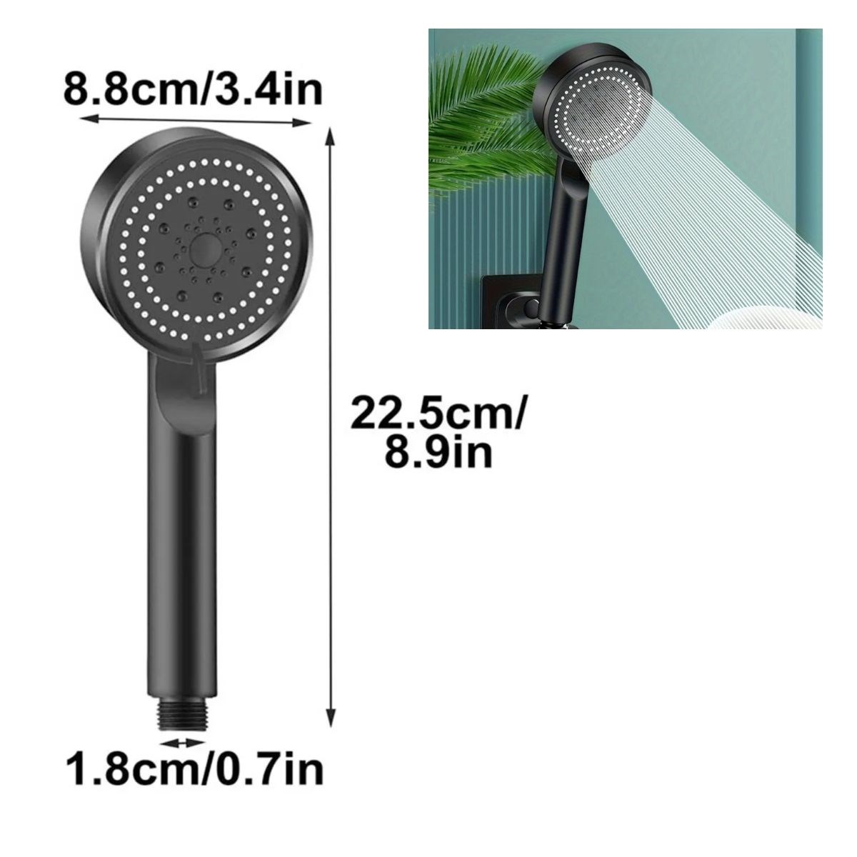 5-Funktions-Duschkopf Hochdruck verstellbar Schwarz (5563) #5