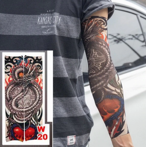 Giyilebilir Kol Dövmesi Çorap Dövme 3D Baskılı Kol Bacak Döv