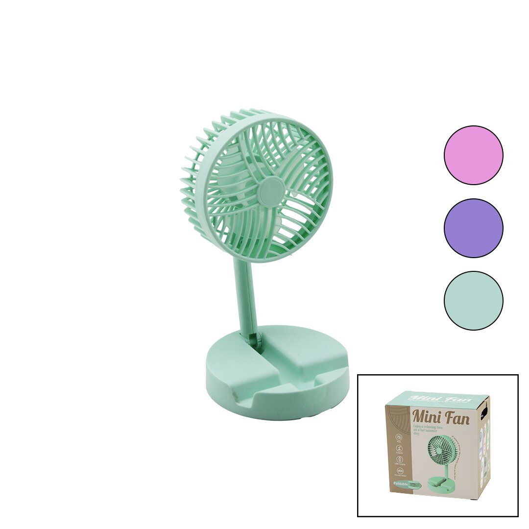 MİNİ FAN W-1630-A SDR-B07 M.ÜSTÜ VANTİLATÖR USB ŞARJLI KATLANIR FAN=12.5CM - AYAK=12.5CM 180 DERECE AYARLI TELEFONLUKLU (5563)