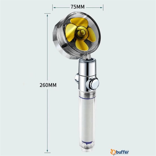 Turbo Pervaneli ve Filtreli Su Tasarruflu 360 Derece Dönebilen Tazyikli Duş Başlığı (5563) #3