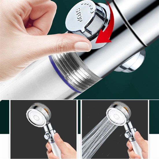 Turbo Pervaneli ve Filtreli Su Tasarruflu 360 Derece Dönebilen Tazyikli Duş Başlığı (5563) #4