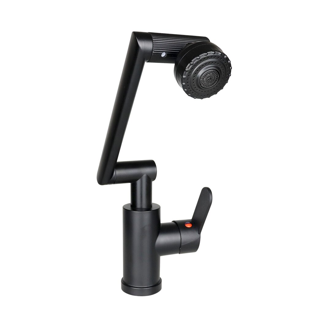 SİYAH - 1080 DERECE DÖNEBİLEN ÇOK FONKSİYONLU MUSLUK BATARYA