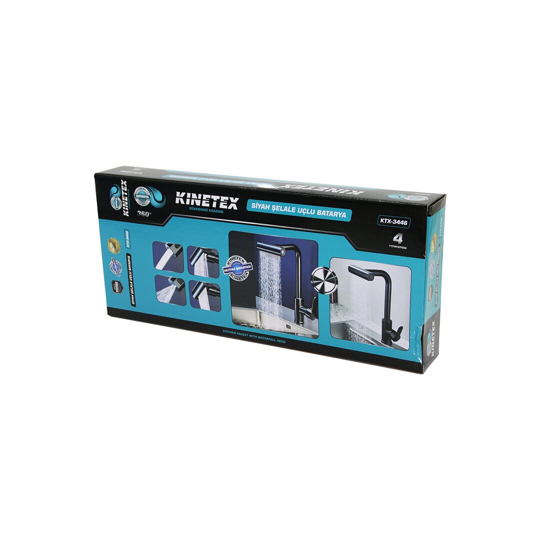 SİYAH GENİŞ - ŞELALE 4 FONKSİYONLU - 360 DERECE OYNAR BAŞLIK