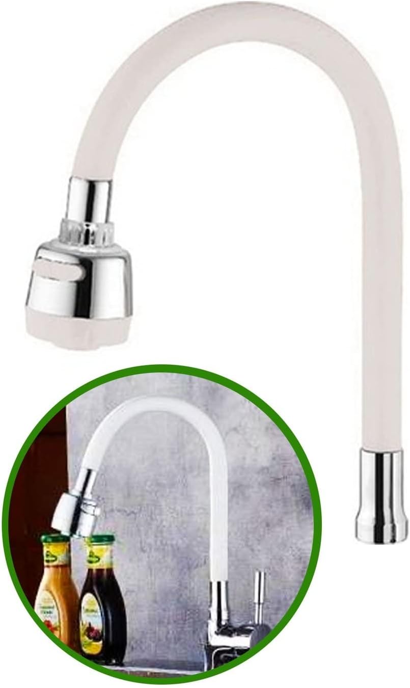 Renkli Silikonlu Oynar Başlıklı 2 Fonksiyonlu Spiral Musluk Başlığı - Beyaz (5563) #2