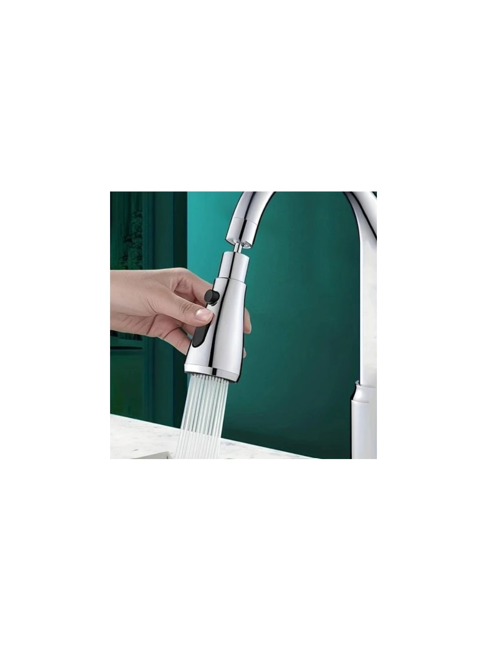 360 DERECE DÖNEBİLEN- 3 MOD  KROM YAĞMUR PÜSKÜRTME BORULU KUBAR MUSLUK UCU  (5563) #2