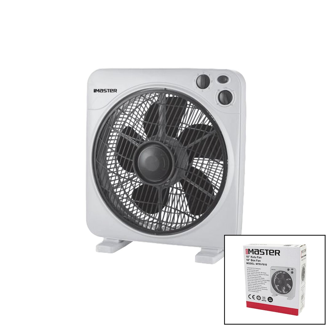 10 İNÇ  KUTU FAN  VANTİLATÖR  3 KADEME HIZ   6 PLASTİK KANAT 38W  60DK.ZAMAN AYARLI MTR-F610 (5563)